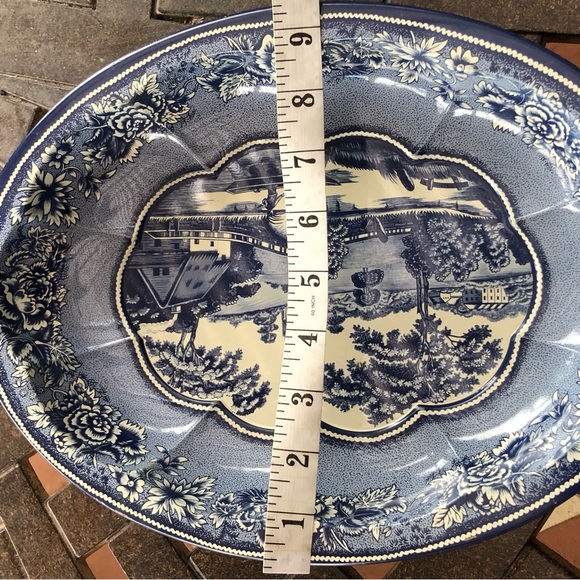 Vintage DAHER Decorated Ware Tin Blue/White OVAL TRAY Made in England - Picture 7 of 9